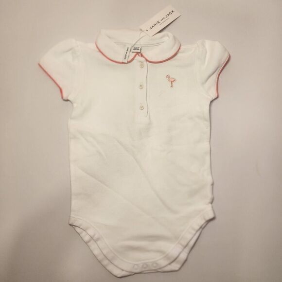Janie And Jack Girls Flamingo One Piece Bodysuit Sz 18 To 24 Months Cotton - Picture 1 of 3